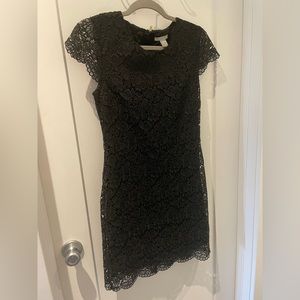 Black Lace Minidress with Cap Sleeves